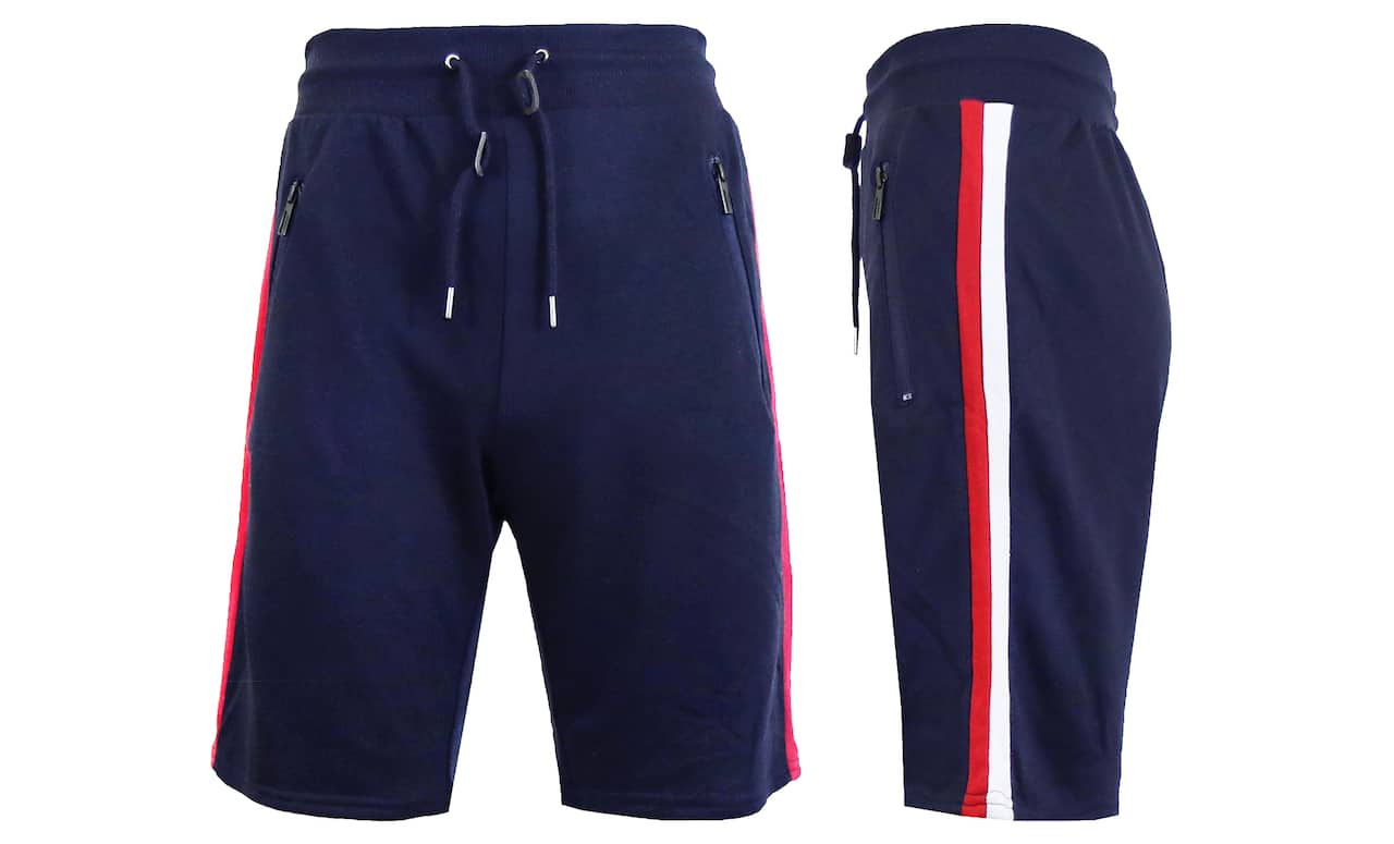 Galaxy By Harvic French Terry Sweat Shorts With Contrast Trims & Side Zipper Pockets